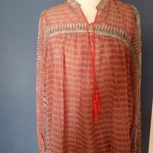 Lucky Brand Diamond Geo Print Peasant Blouse